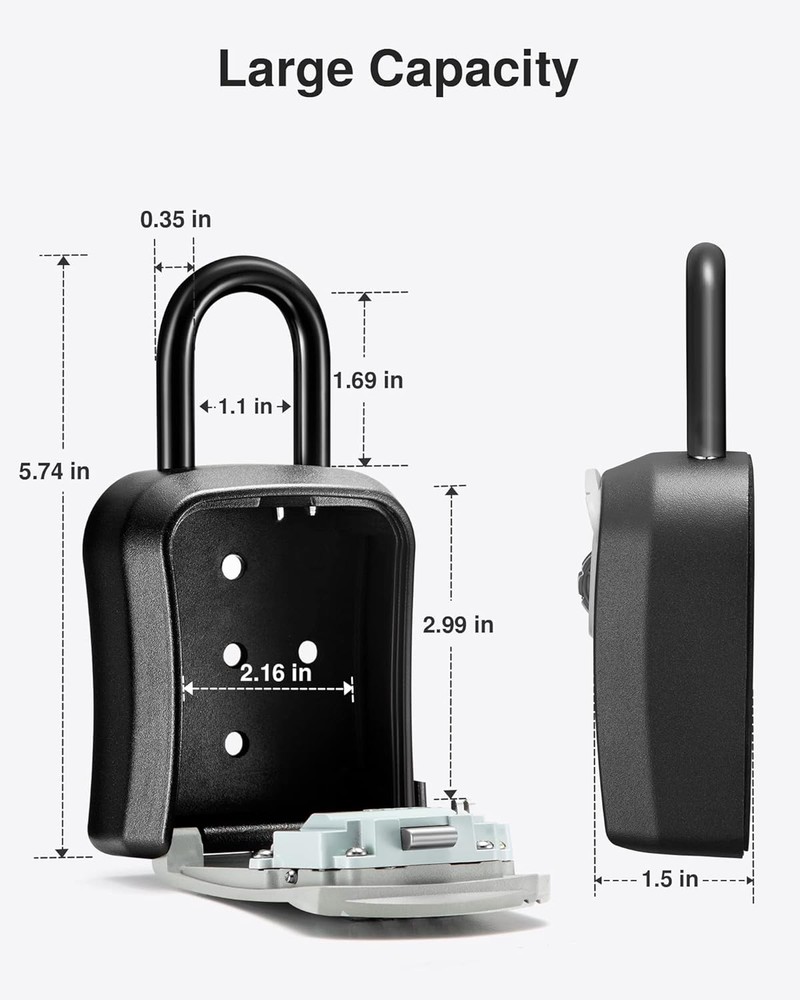 Puroma Combination Key Lock Box Portable Gray