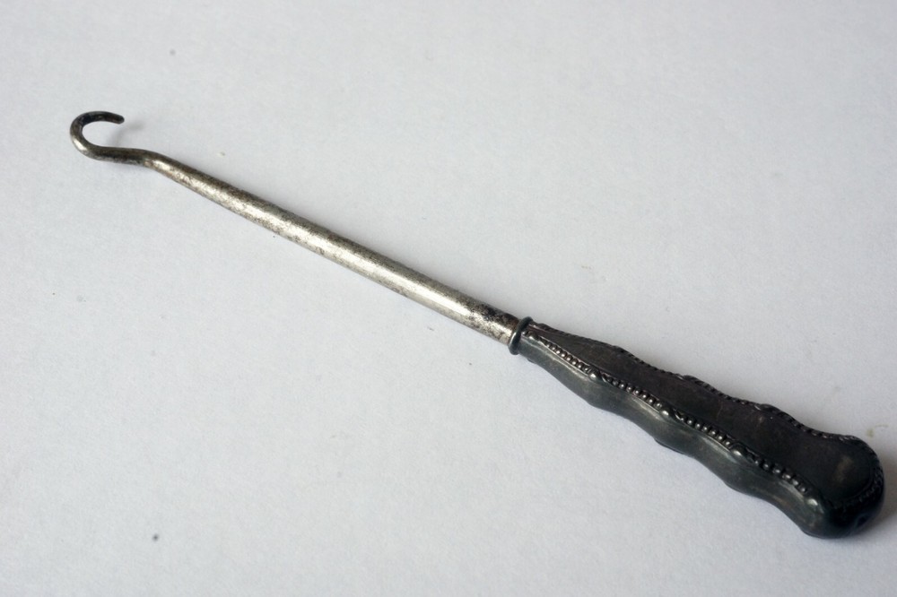 Vintage Sterling Silver Handle Shoe Button Hook 3 3/4" Long