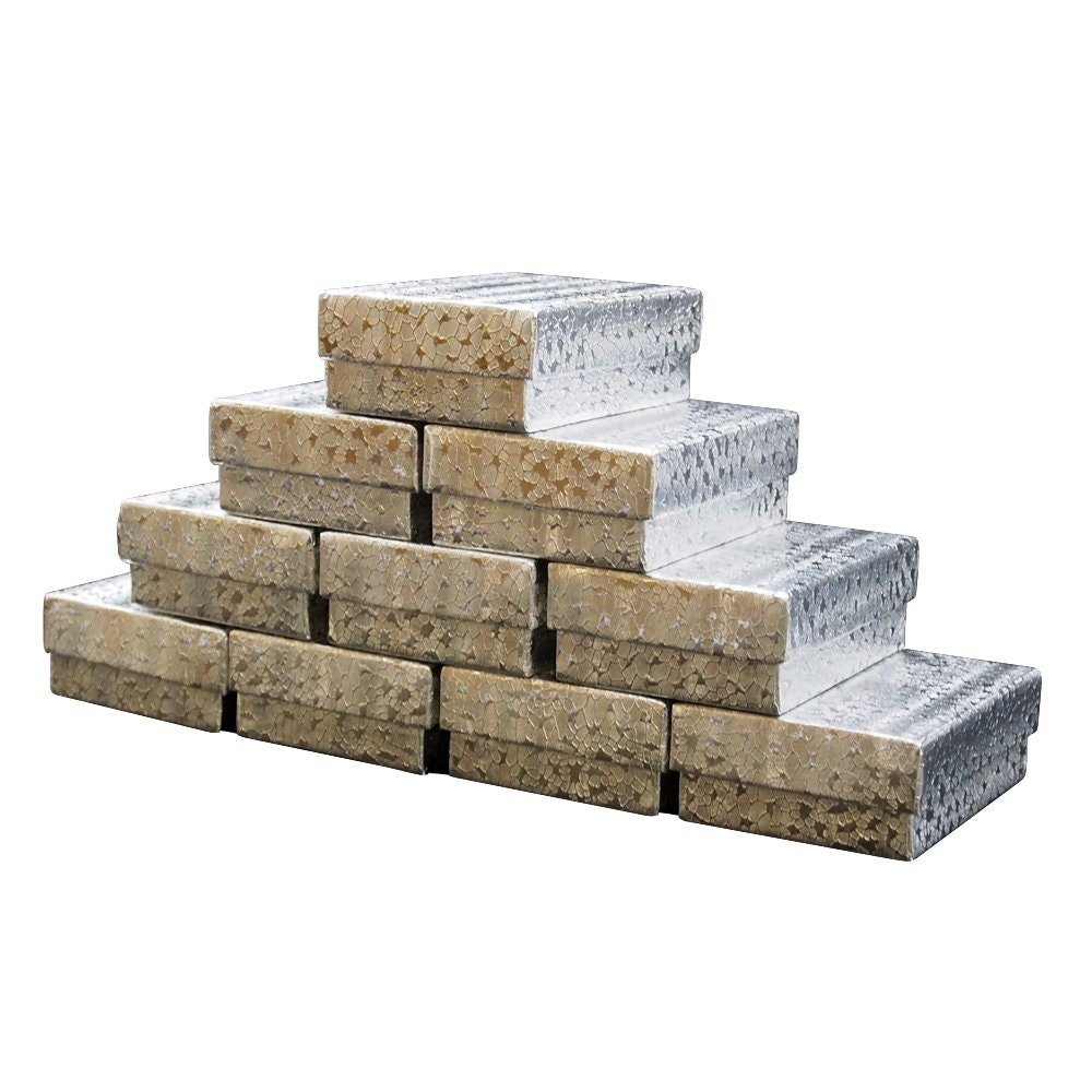 CuteBox Silver Cotton Filled Boxes 100pcs