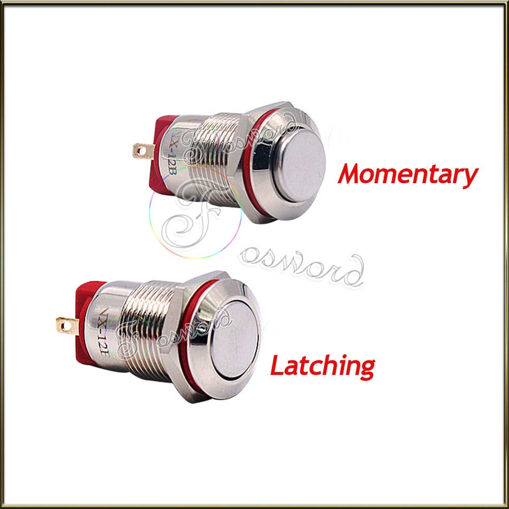 12MM Momentary Push Button ON Off Switch Metal Latching Illuminated Round Switch