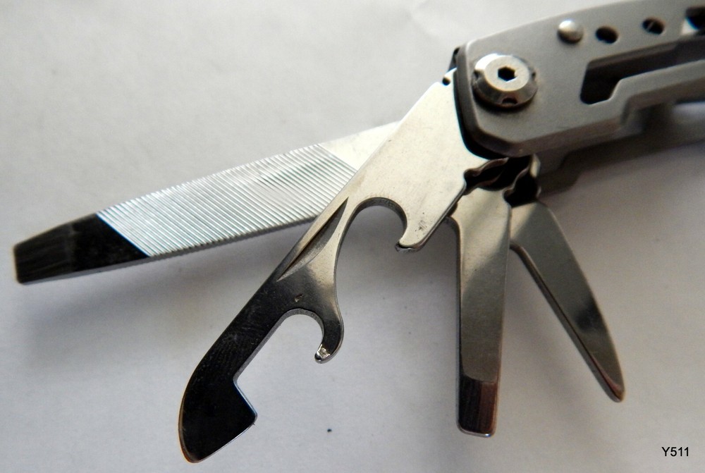 Gray Steel Multi Tool Pocket Knife w/ Sheath