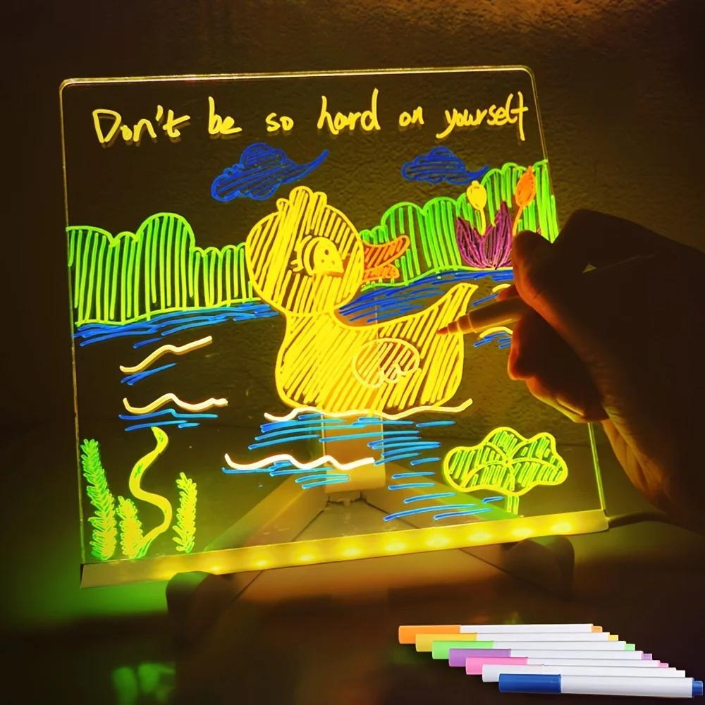 LED Light-up Erasable Acrylic Message Board - USB Children's Drawing & Ads