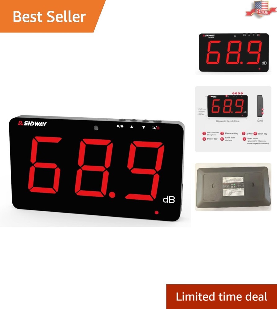 Modern 30-130dB Sound Level Meter - Alarm, Automatic Operation, USB-Powered