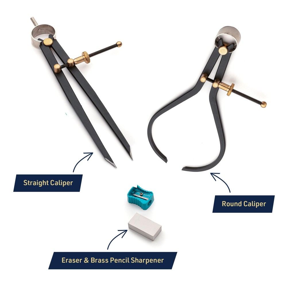 7-Piece Caliper and Compass Set | Industrial Workshop Instrument | Solid Stee...