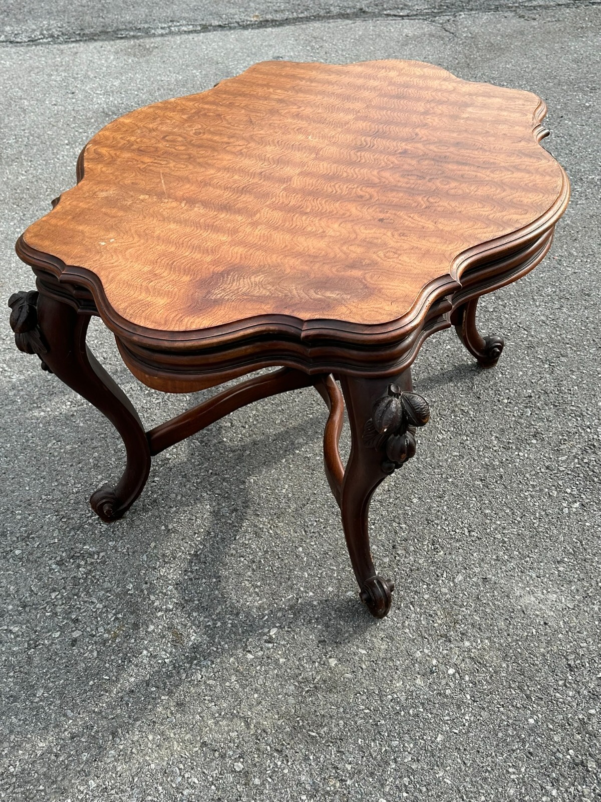 antique carved victorian parlor table center stand 1870 clean turtle top