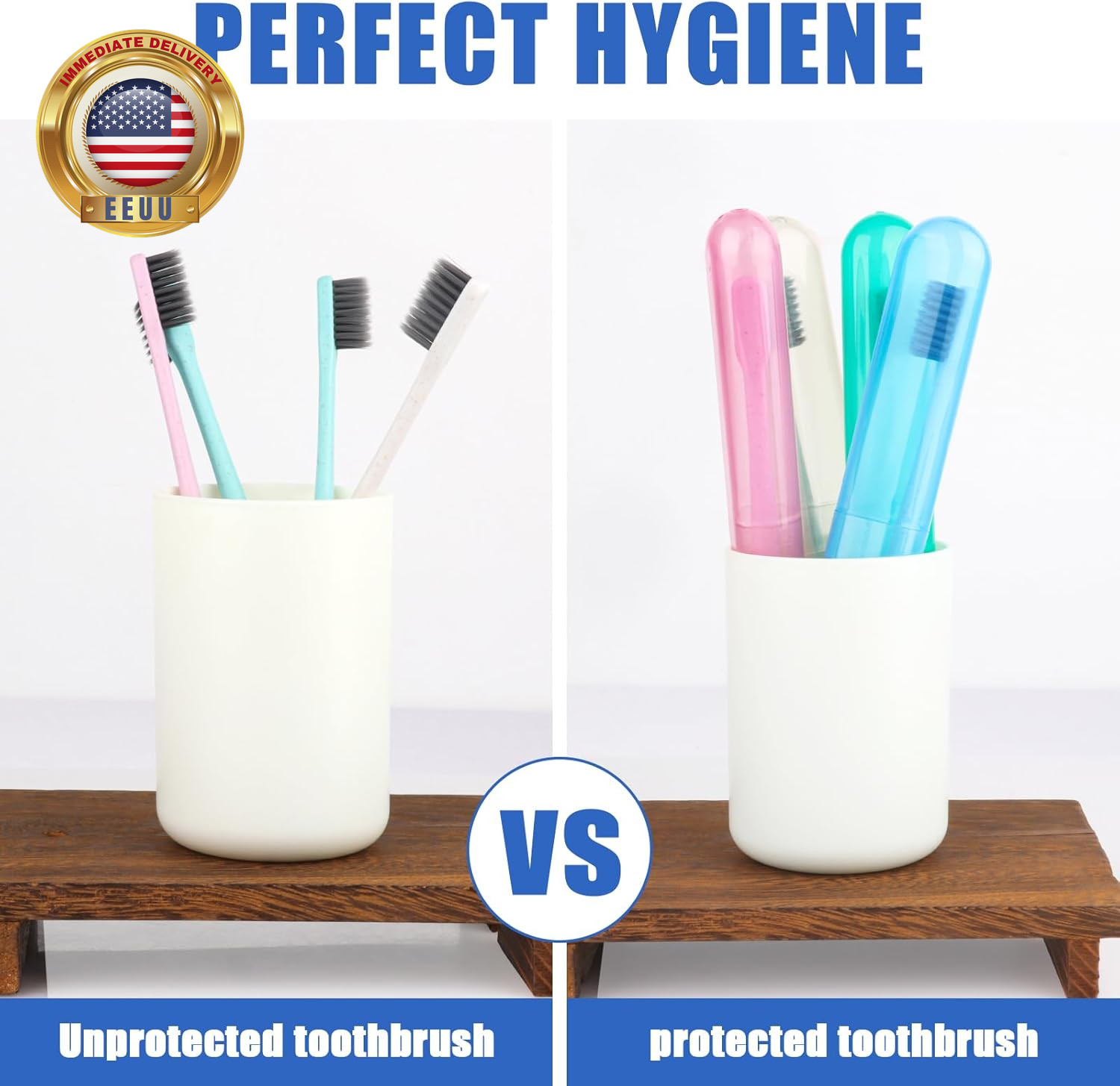 4 Pack Toothbrush Cases Travel Toothbrush Holder Portable Toothbrush Container P