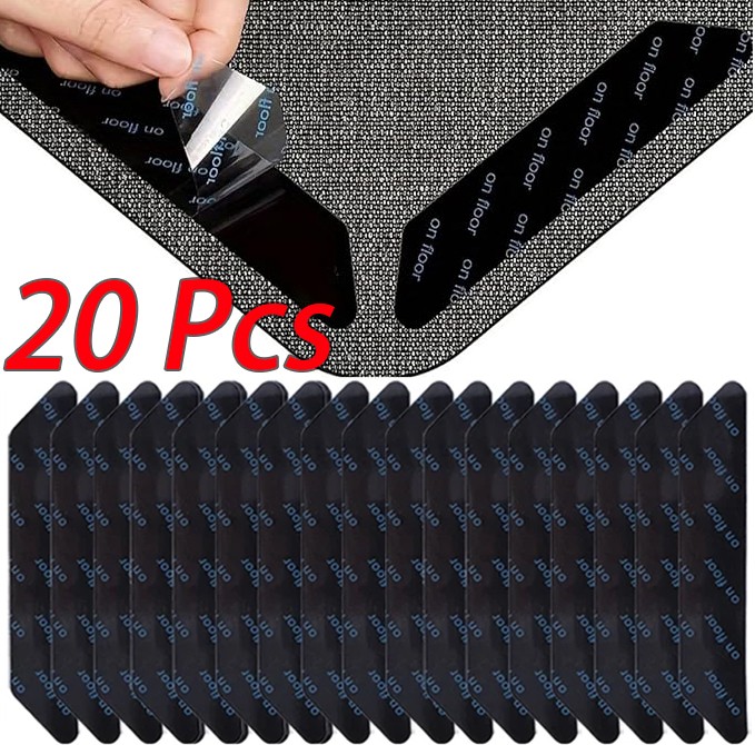 20 Pcs Non Slip Carpet Rug Mat Adhesive Grippers Reusable Rubber Tape