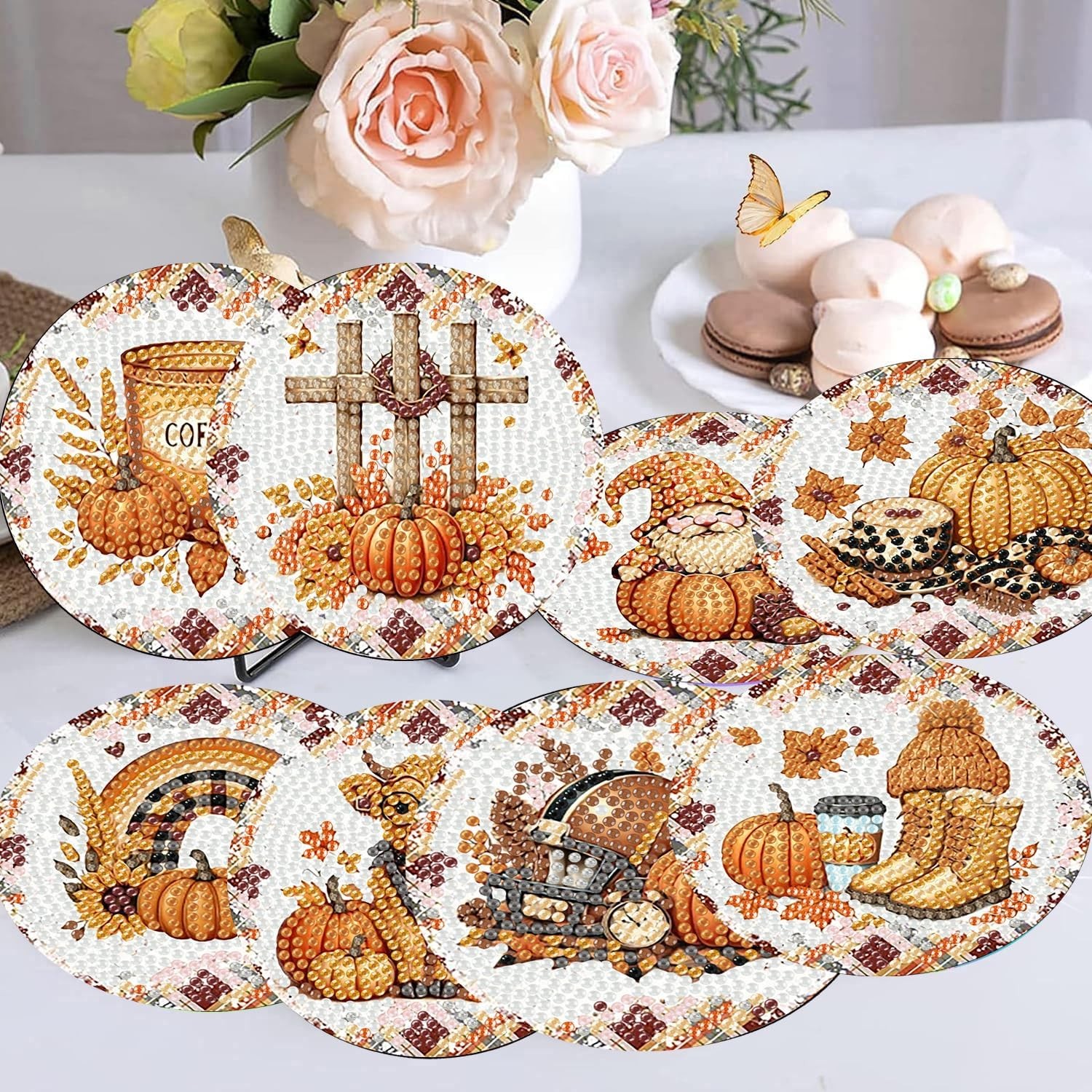 8 Pcs Diamond Art Coasters Kits for 8 4x4in