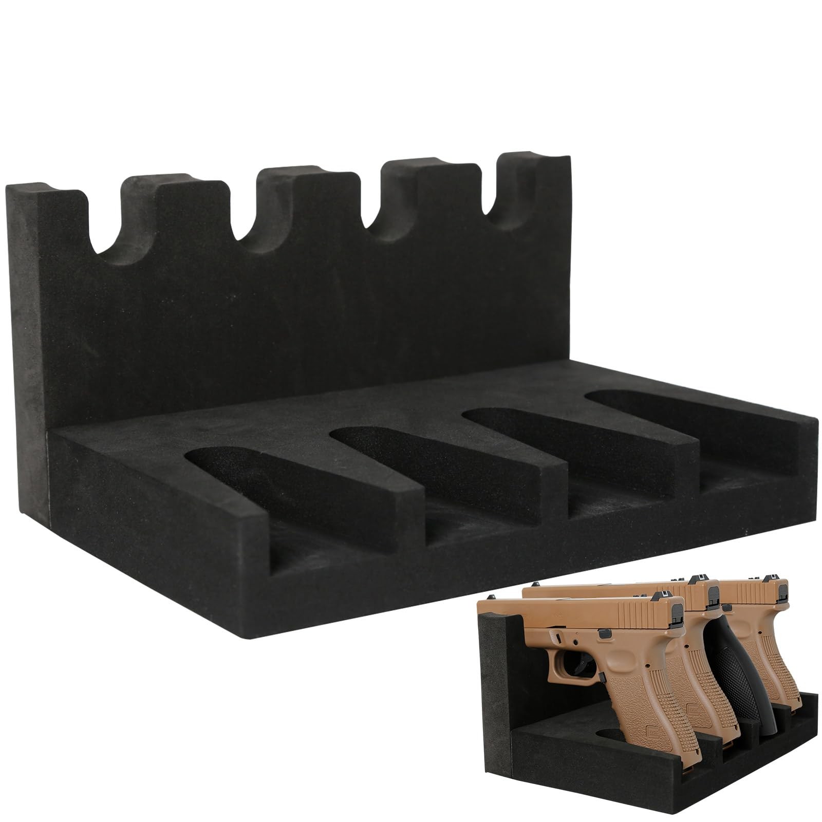 Pistol Rack for Gun Safe Soft Foam Handgun Storage Holder Organizer Black