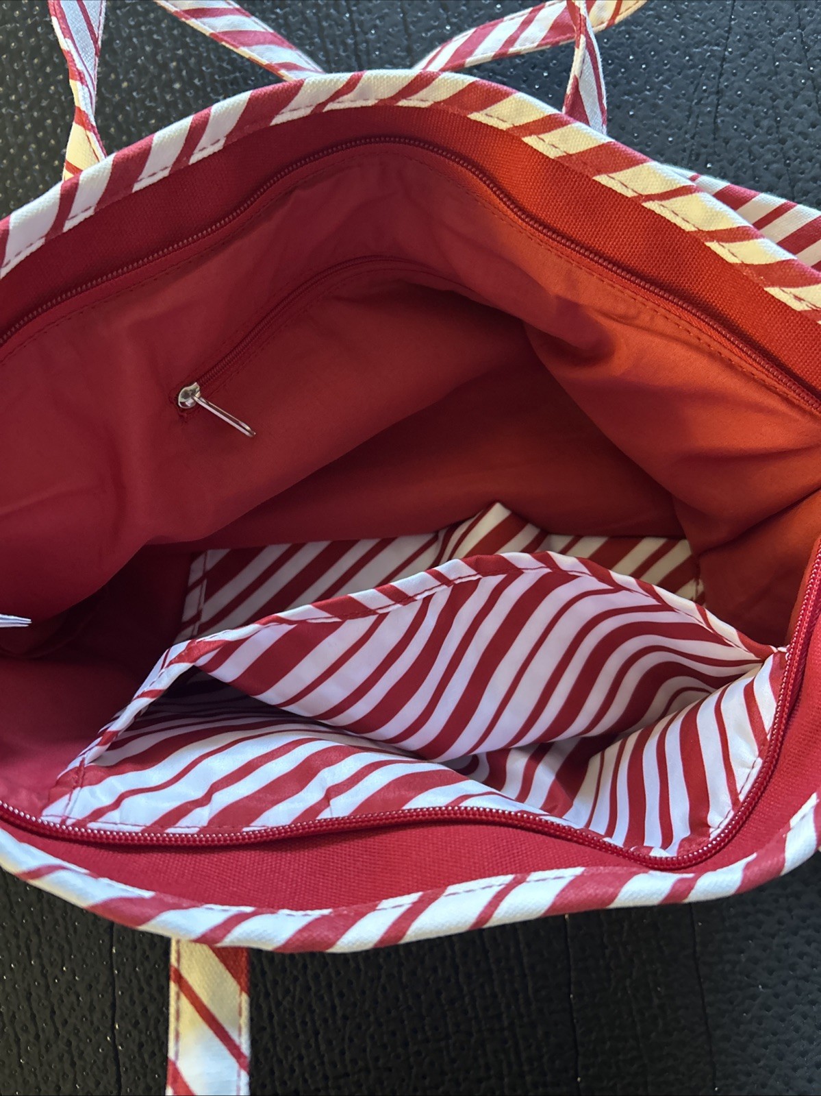 Disney World Tis The Season Santa Mickey Christmas Tote Bag Purse Candy Cane