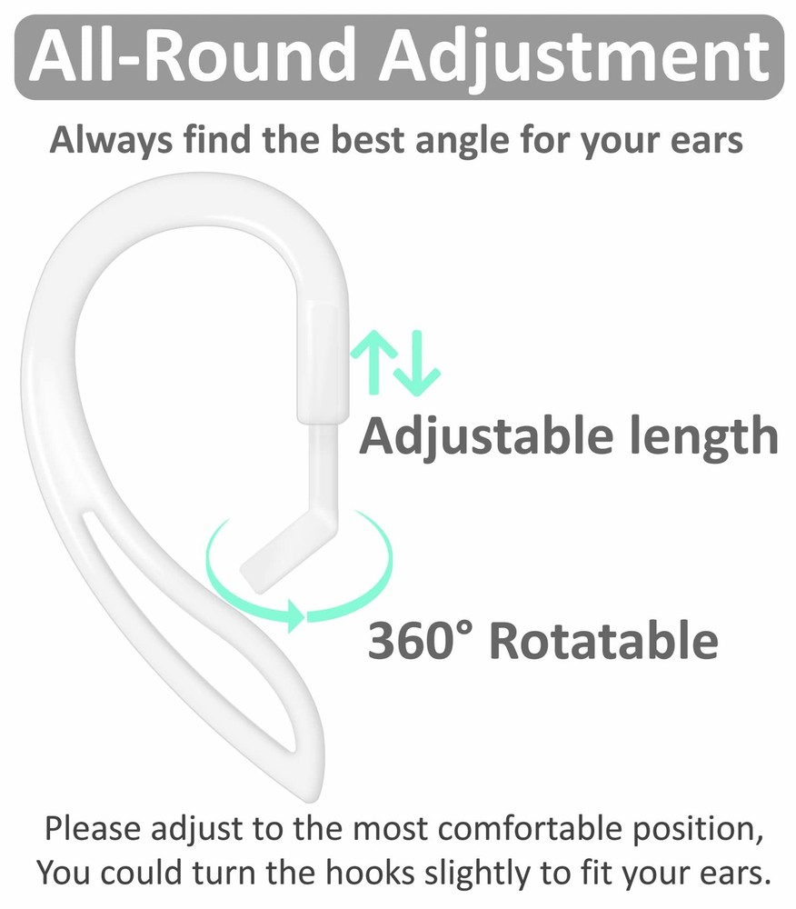 IiEXCEL Compatible with AirPods 4 Ear Hooks, black white translucent