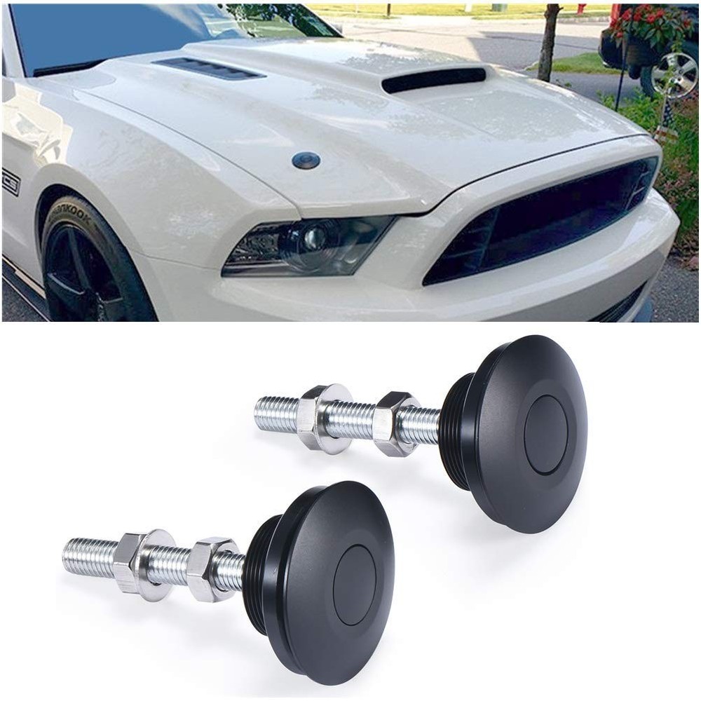 Quick Latch Hood Pins 2 Pack 2.44" Universal Push Button Quick Release Black