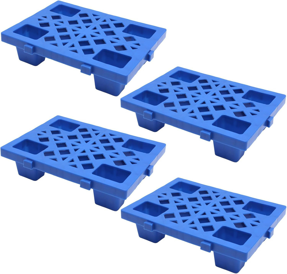 Lightweight Nestable Plastic Pallets, 4-Pack for Storage and Organization