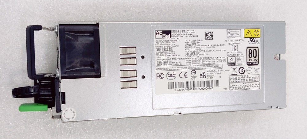 New AcBel R1CA2202B 2000W power supply module for server, 1pc