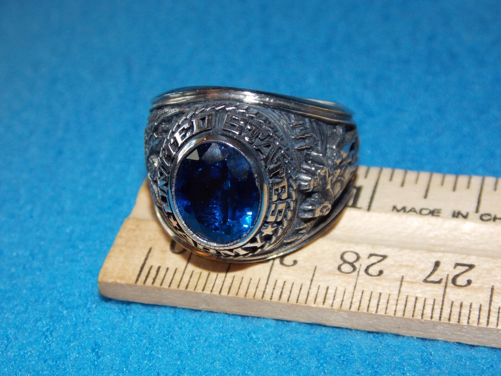 VINTAGE - CALVERY U.S. Army MEN'S BLUE Stone Ring Size 10.5 - NOS - ALPHA