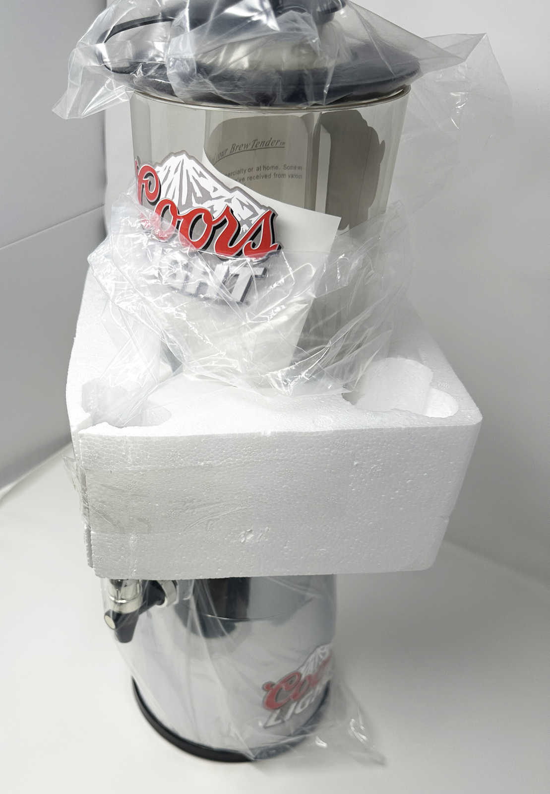 BrewTender Tabletop Beer & Beverage Dispenser - Chrome Base w/ Coors Light Logos