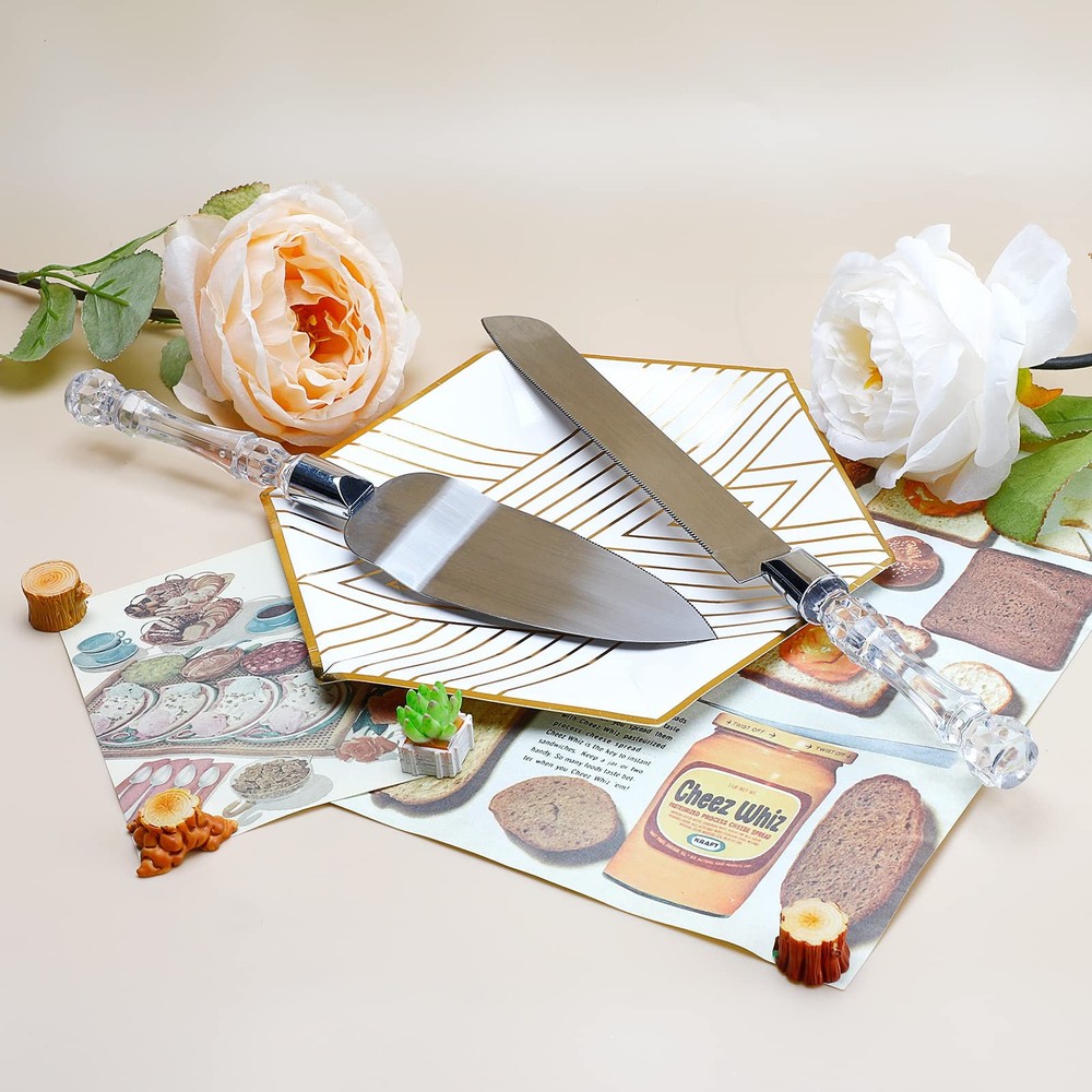 2PCS/Set Wedding Cake Knife and Server Set, Cake Cutting Set for Wedding with...