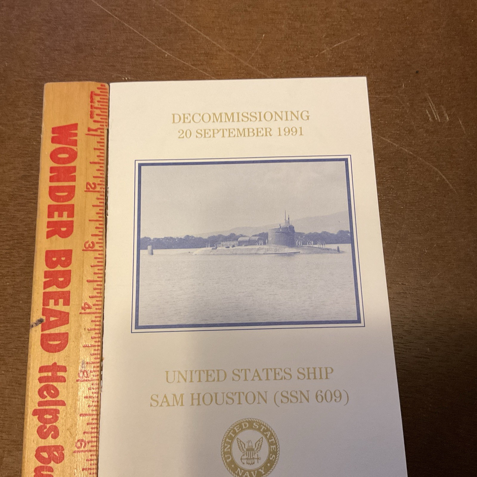 1991 Decommissioning Ceremony USS SAM HOUSTON SSN 609 Handout Pamphlet Vintage