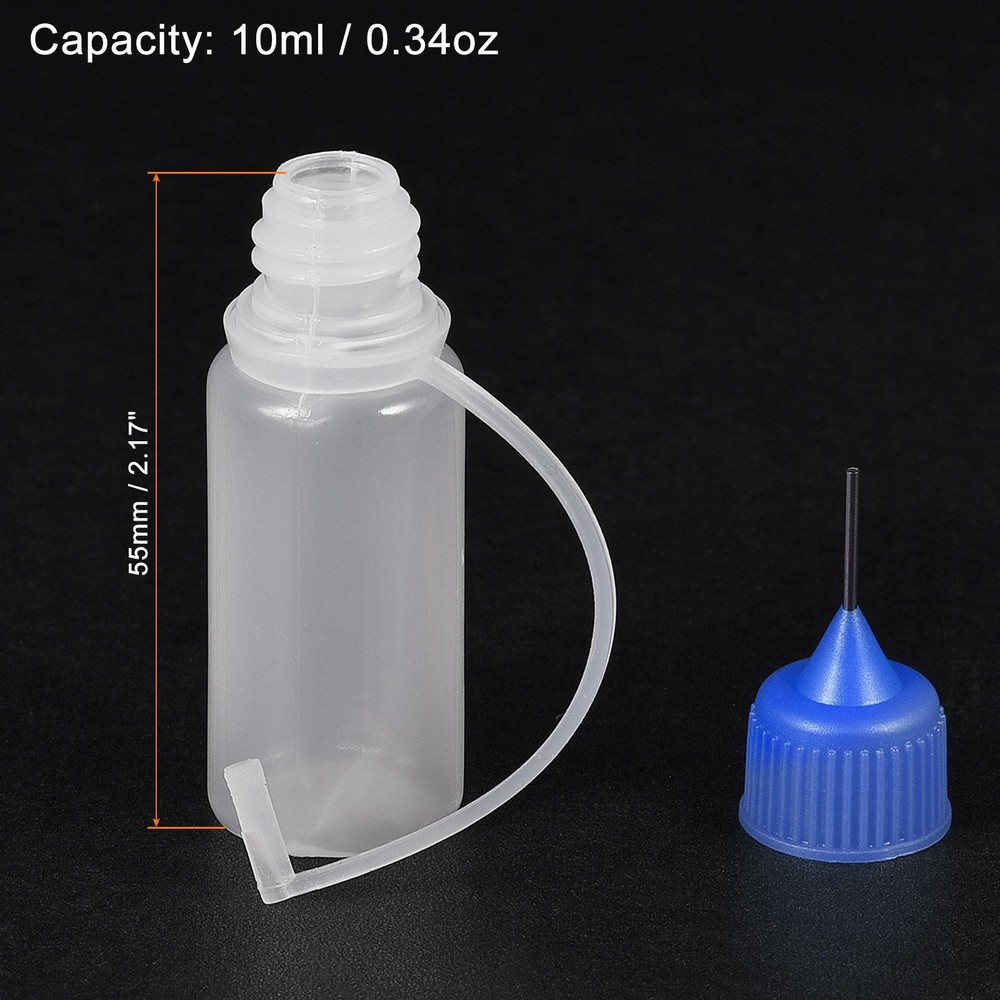 Needle Tip Bottle Precision Plastic Applicator 10ml Blue Hood 10pcs