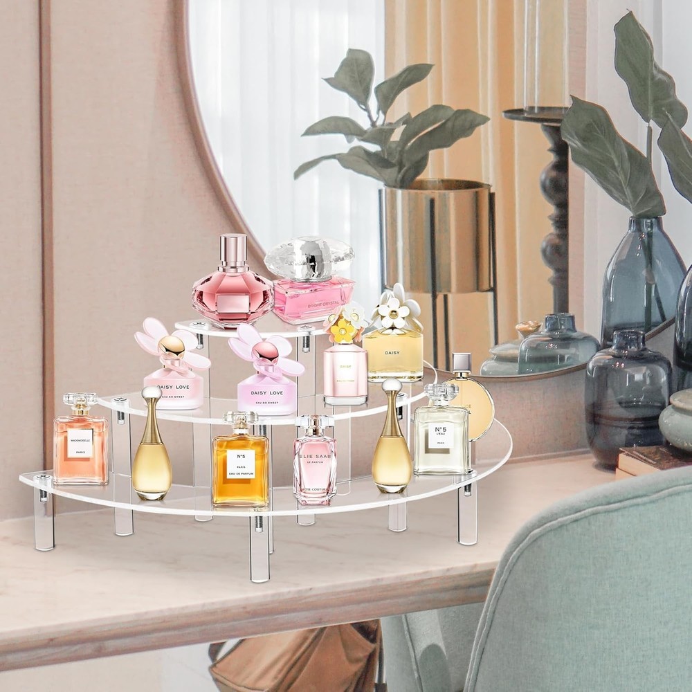 Acrylic Risers Display Stand - 3 Tier Clear Step Display Riser- Half Moon Cup...