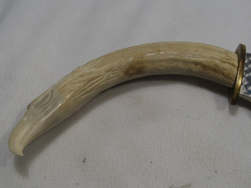 Custom Handmade Antler Handle Eagle Head Fixed Blade Knife. #1