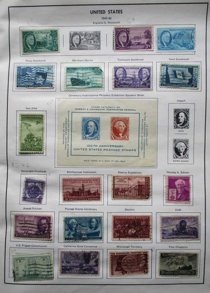 1972 H.E. HARRIS FREEDOM STAMP ALBUM UNITED STATES & TWO SHEETS OF 1/2 & 1 CENT