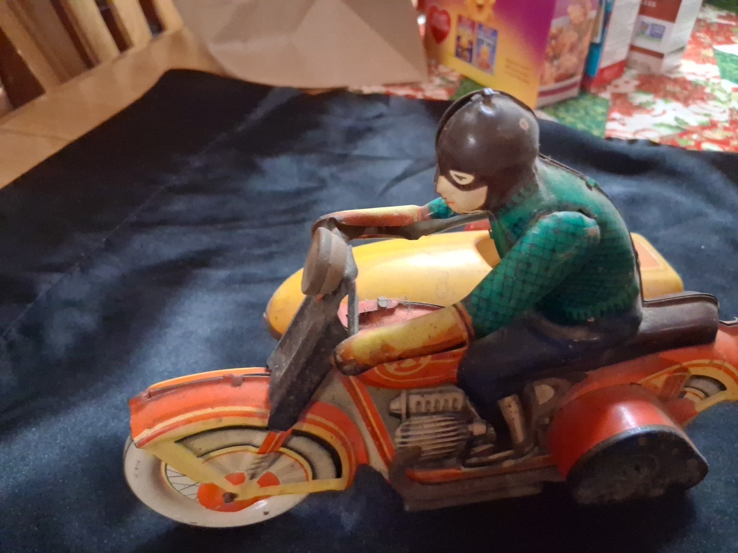 Rare 1960's Soviet Wind-Up Tin Motorcycle W/ Side Car, All Original Kiev Biker