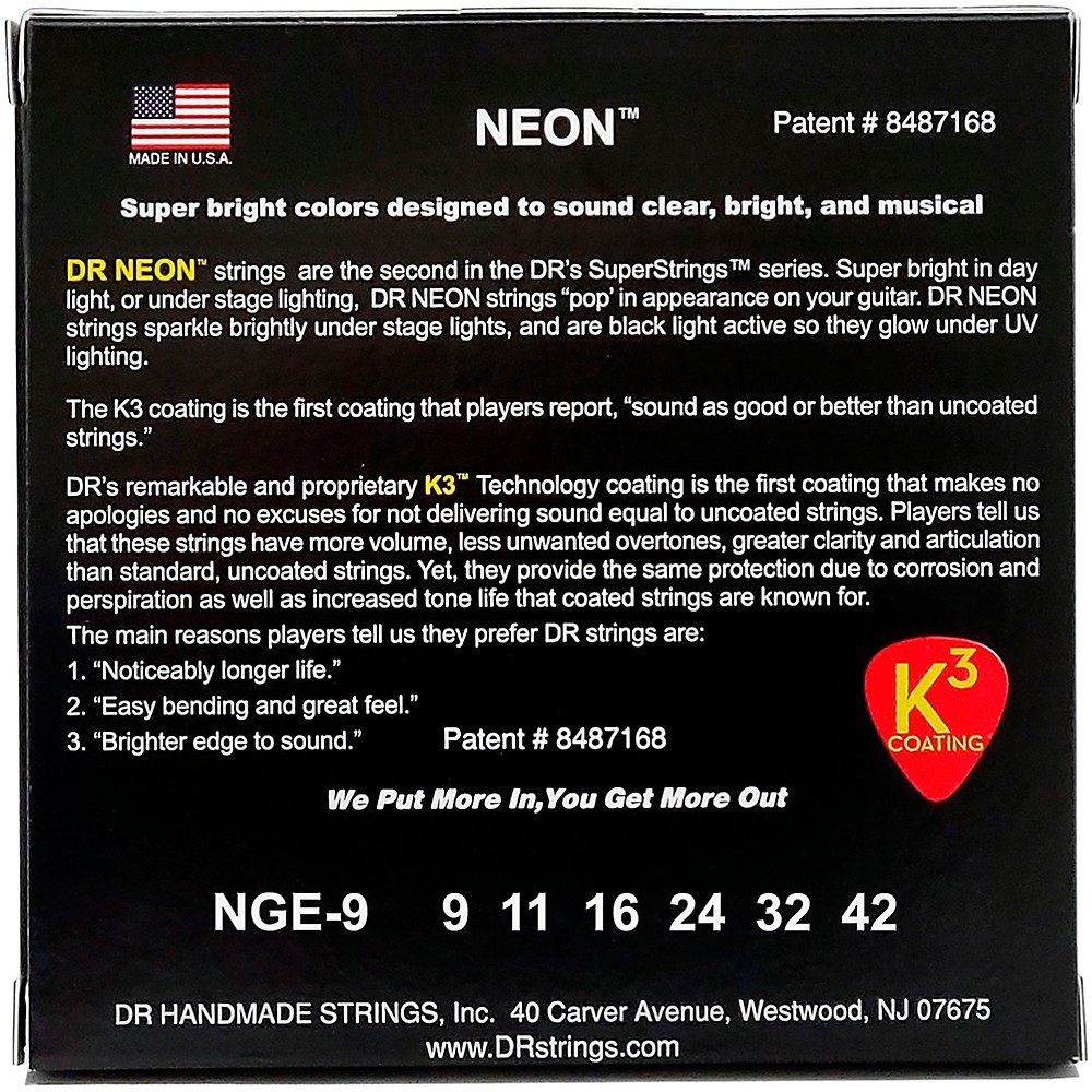 DR Strings Neon Green Electric Guitar Strings Light