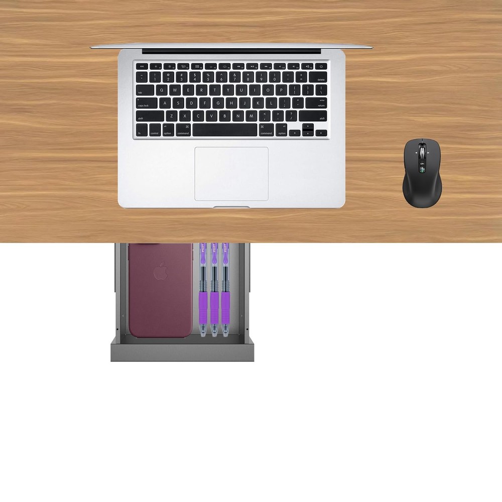 Under Desk Mounted Sliding Pull-Out Drawer for Office Desk or Table - Storage...