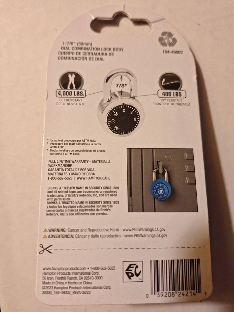 Brinks Standard Security Dial Combination Lock