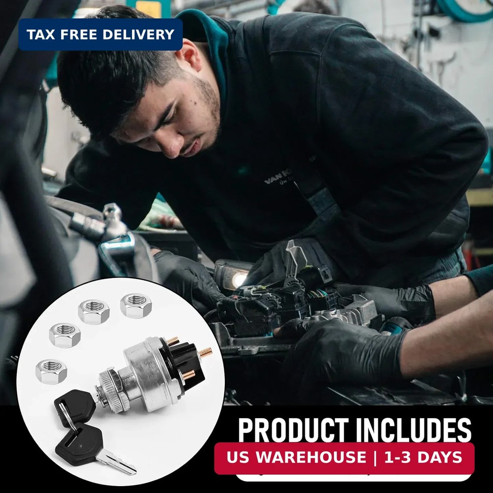 1 Set Wires Ignition Switch， with Key 4 Position Universal Ignition Key Switch,