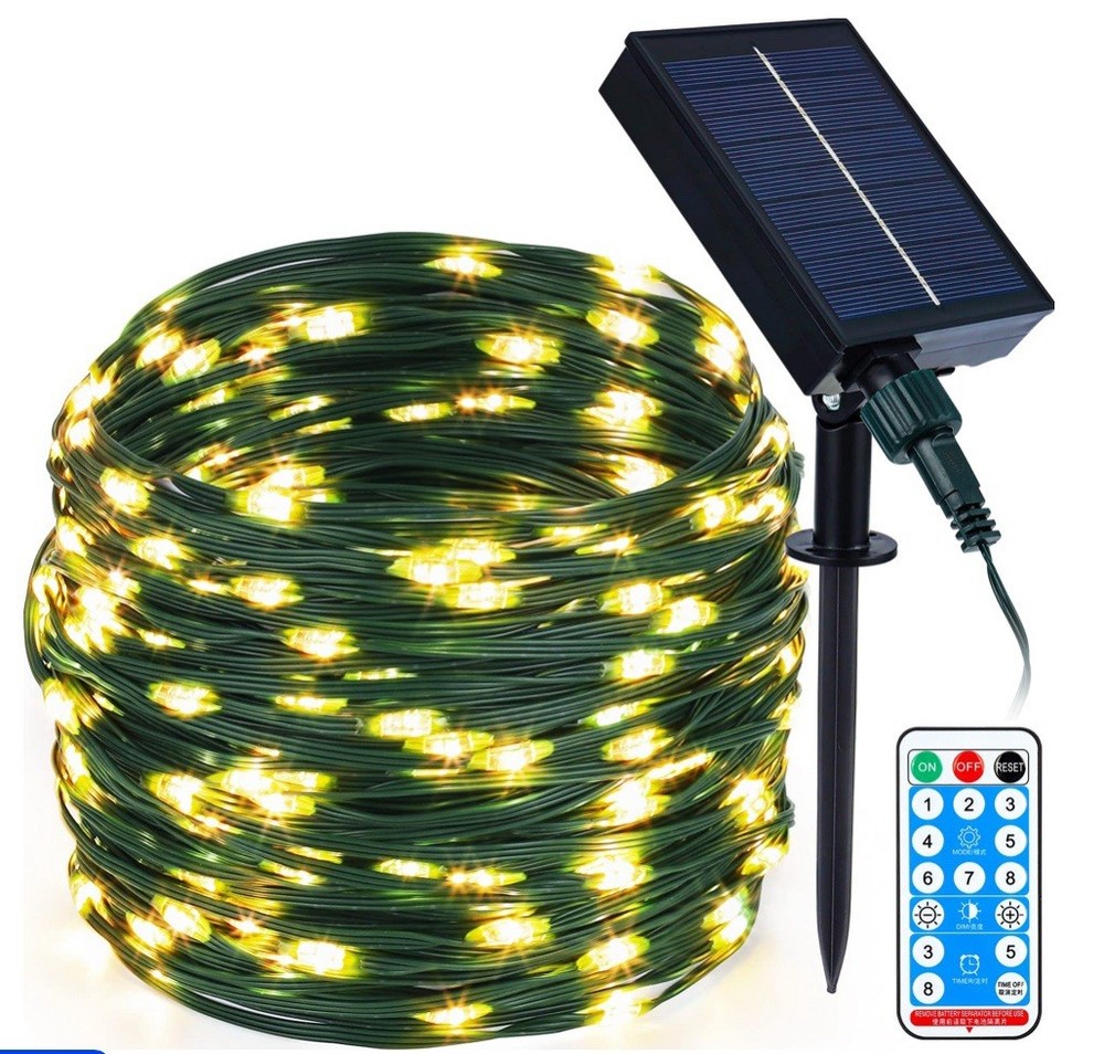 Solar Christmas Lights Outdoor 105Ft 300 LED 8 Modes TimerFunctionRemote Control
