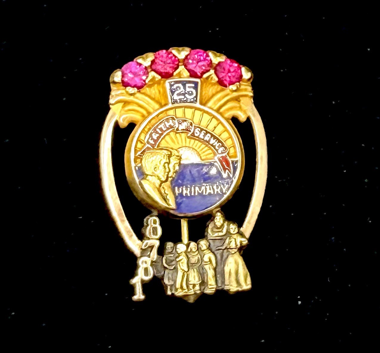 Primary Pin LDS Mormon Red Ruby 1/10 Gold Filled