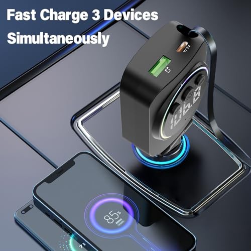 Bluetooth 5.3 FM Transmitter for Car, Bluetooth Car Adapter with 3-Port Fast