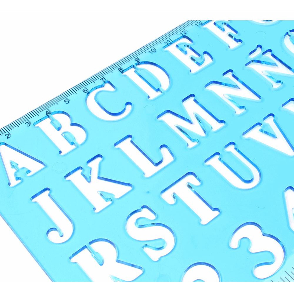 Plastic Drawing Ruler Alphabet & Number Hollow Template Stencil Learning TSWL