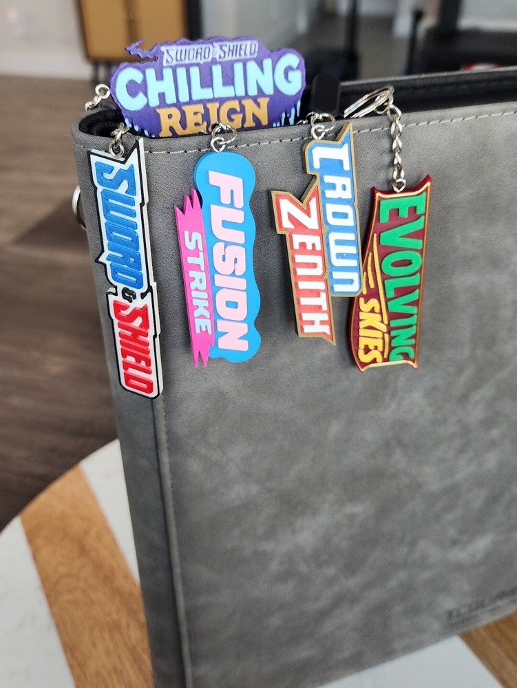 Pokemon Sword & Shield Full Set Logo 3D Binder Pull Tags Label Keychains 19