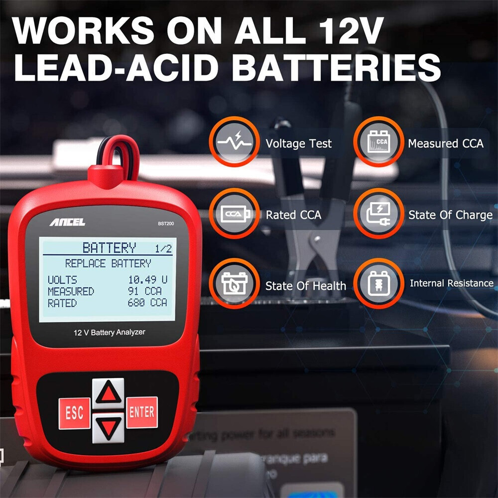 ANCEL BST200 Car Battery Tester Cell Load Test Tool Digital Analyzer Tester