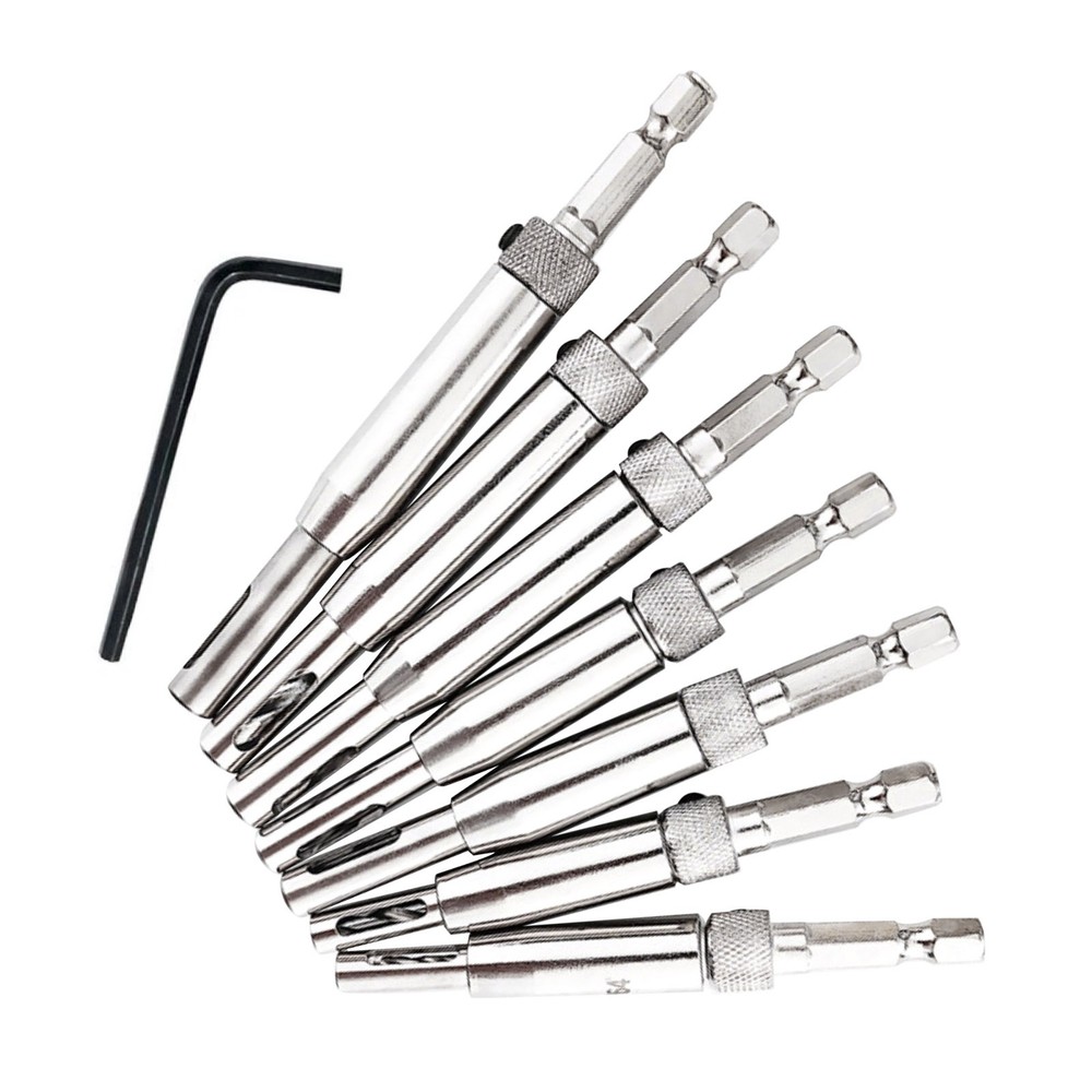 5mm, 13/64in New Durable Self Centering Hinge Hardware Drill Bit Set Kit