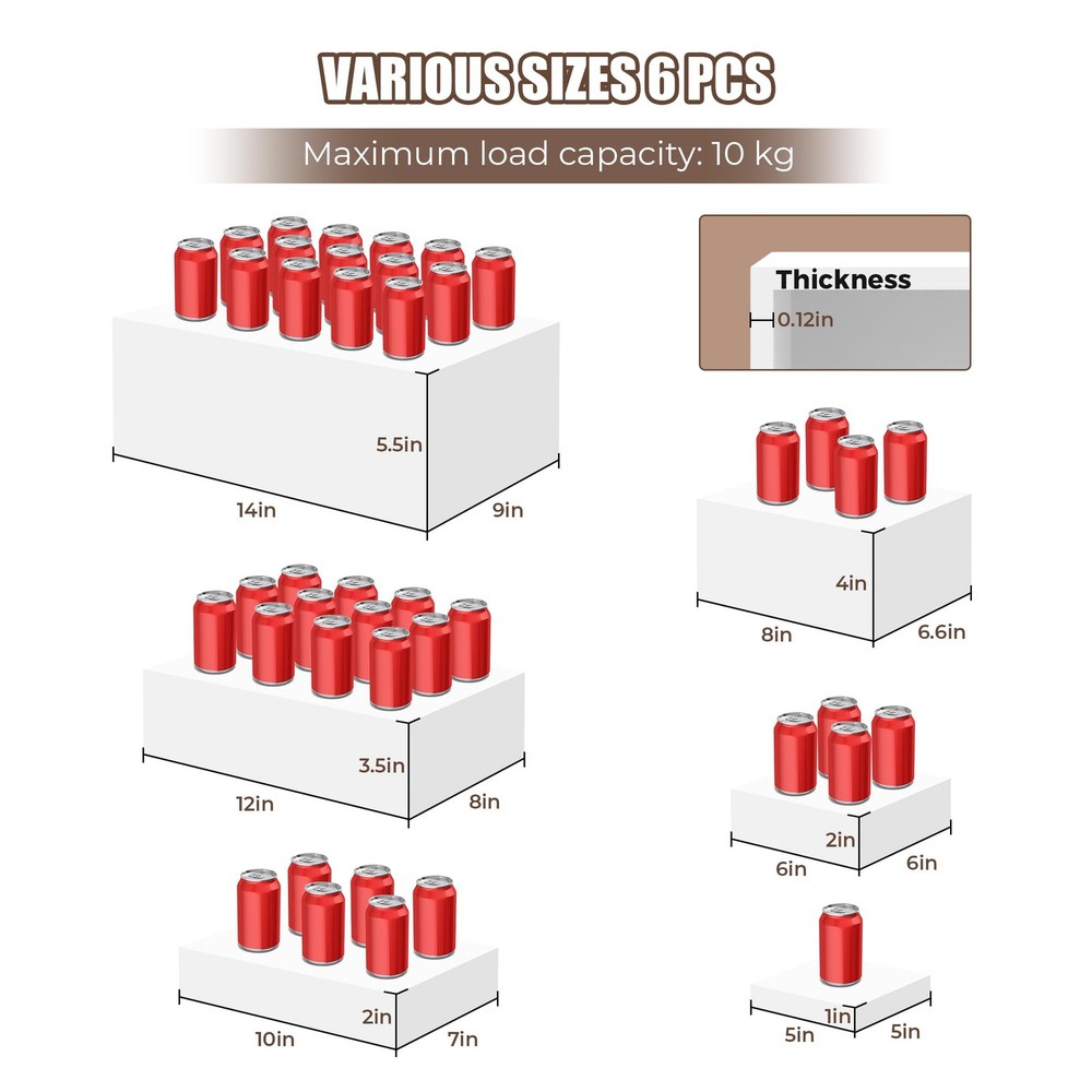 6 PCS Extra Large Buffet Risers Set, White Acrylic Food Risers for Buffet Tab...