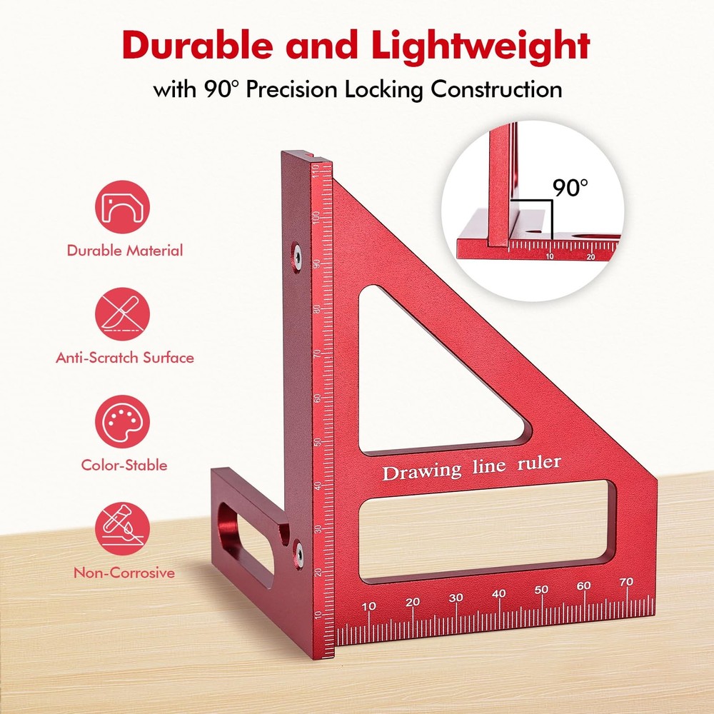 Mini 3D Multi-Angle Measuring Ruler, Precision Metric 45/90 Degree Carpenter ...