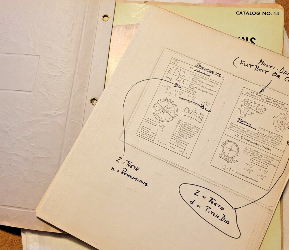 1963 Acme Chain Corporation Rollers & Sprockets Catalog #14 plus extra page note