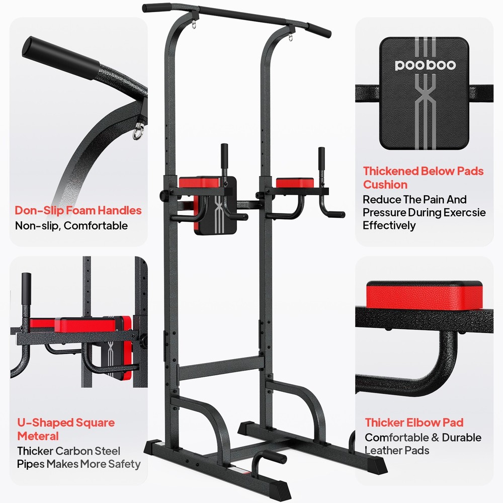 Indoor Power Tower MultiFunction Strength Training Dip Station Pull Up Bar Gym