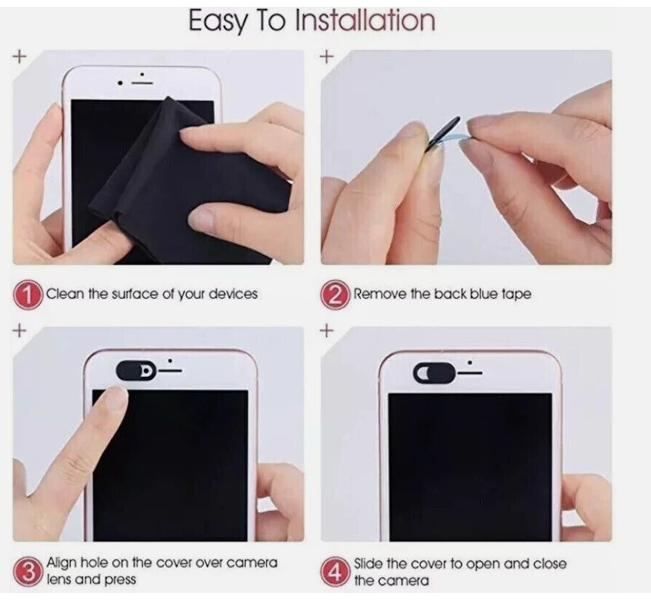 Qty 2 - Webcam Camera Cover - Slider Blocker for Laptops / Tablets