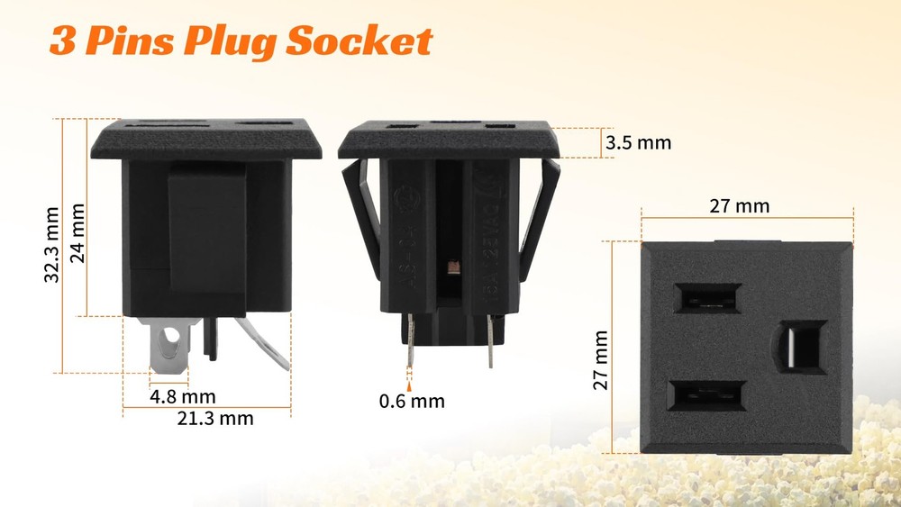Popcorn Plug Socket Replacement Kit Fit for Great Northern Olde Midway Black