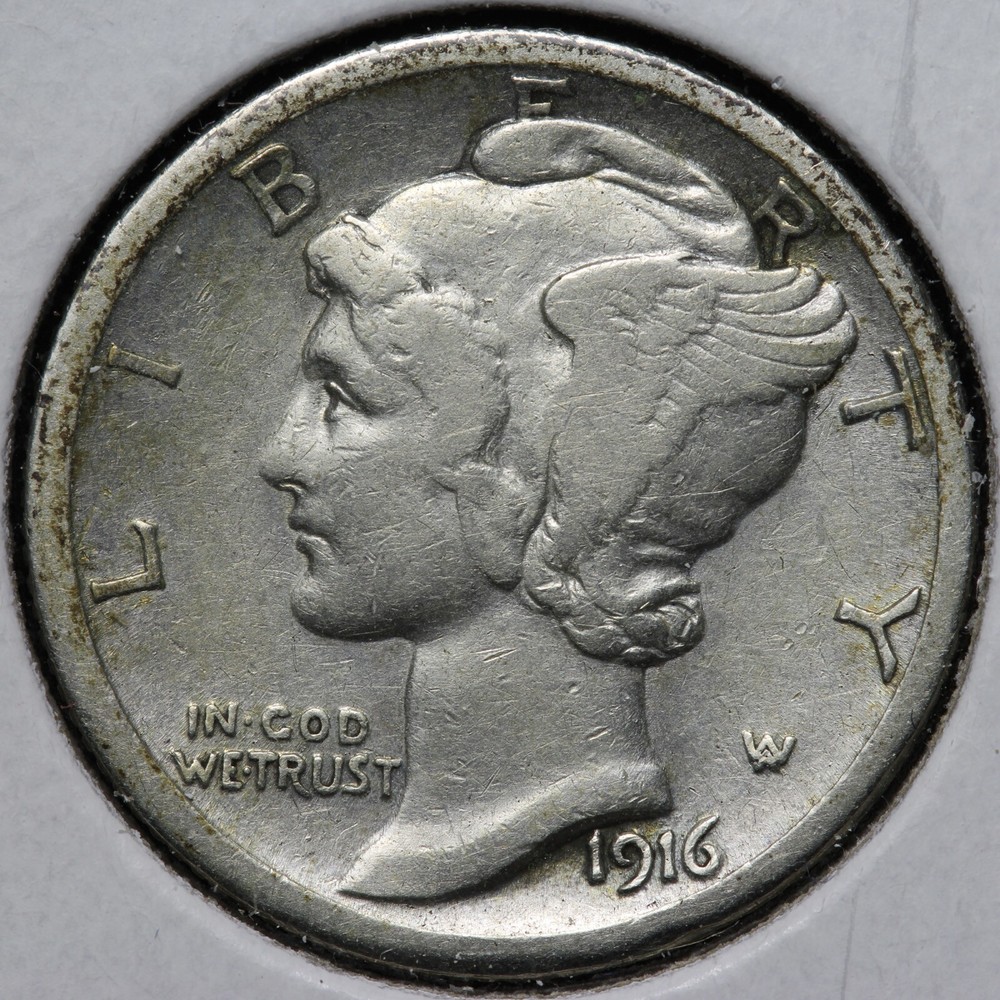1916-S Mercury Silver Dime VF E203 KRB