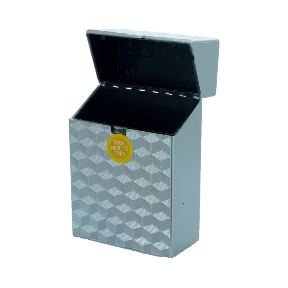 (24) King Size Push-to-Open Plastic Cigarette Case Cube Square Design - 12 pack