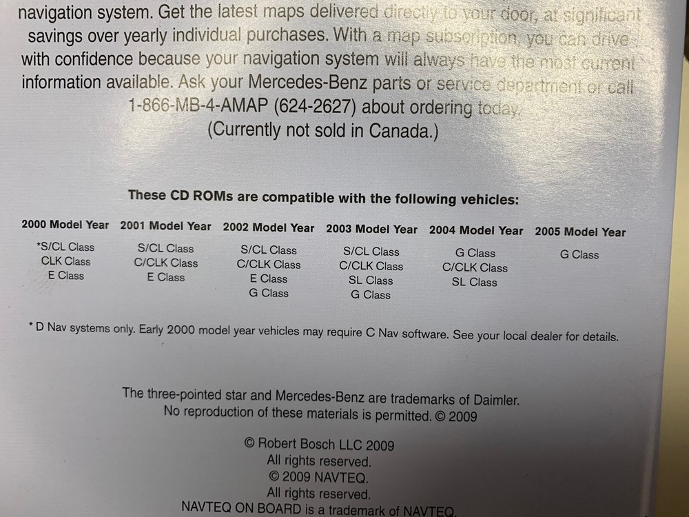 MERCEDES BENZ NAVIGATION SYSTEM CD S CLK E CLASS 2009 UPDATE