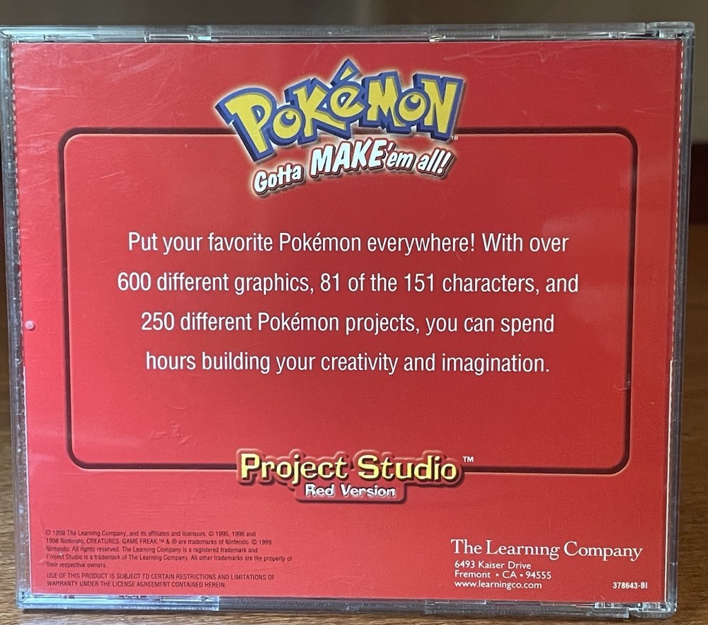 POKÉMON Project Studio Red Version Gotta Make 'em All Nintendo CD-ROM Windows