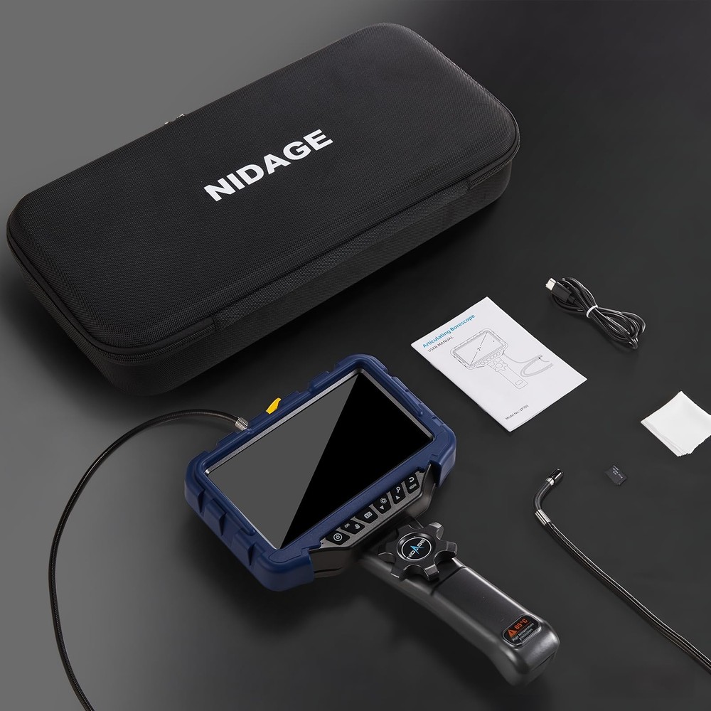 Two-Way Articulating Endoscope Camera with Light: 7'' IPS Borescope with Arti...