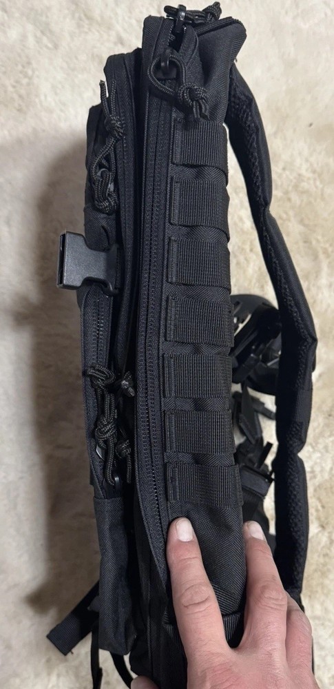 Black Tactical Backpack Nylon MOLLE Webbing Medium Zip Padded Straps